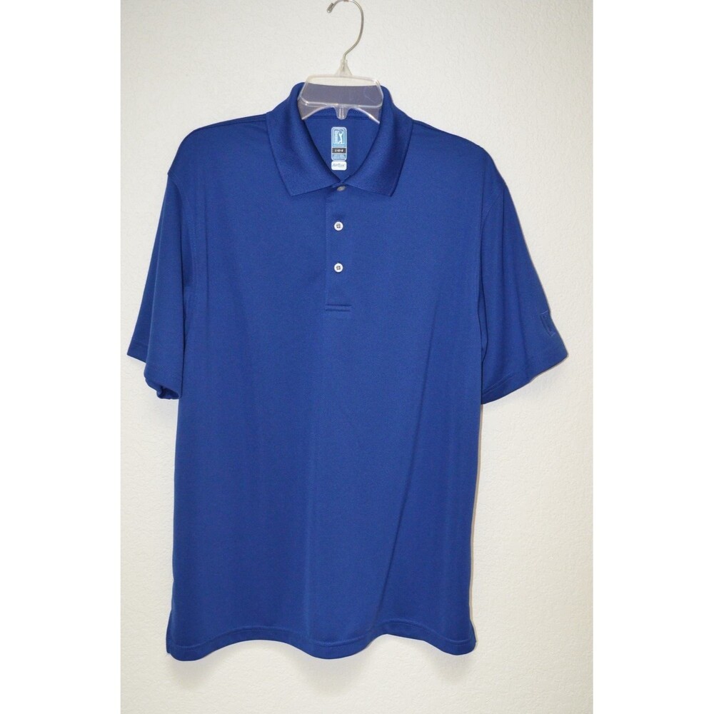 Men's PGA Tour Golf Shirt Airflux Bright Blue Size L Official Licensed Apparel